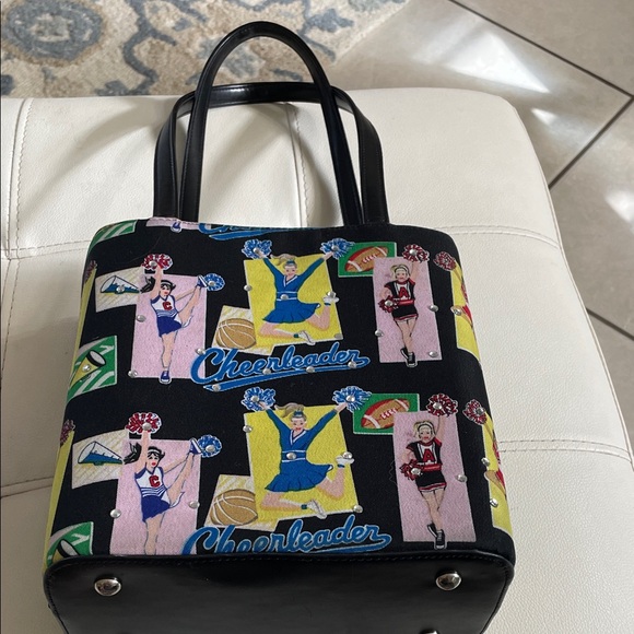 Handbags - Cheerleader Print Black Tote Bag